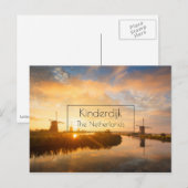 Zonneopstand boven windmolens en een rivier in Ned Briefkaart (Voorkant / Achterkant)
