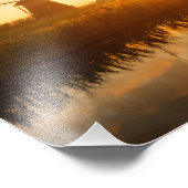 Zonneopstand boven windmolens en een rivier in Ned Foto Afdruk (Hoek)