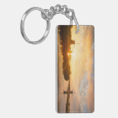 Zonneopstand boven windmolens en een rivier in Ned Sleutelhanger (Voorkant Links)