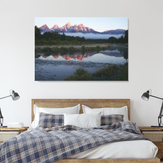 Zonneoptijd bij Schwabacker Landing bij Grand Teto Canvas Afdruk (Insitu (Slaapkamer))