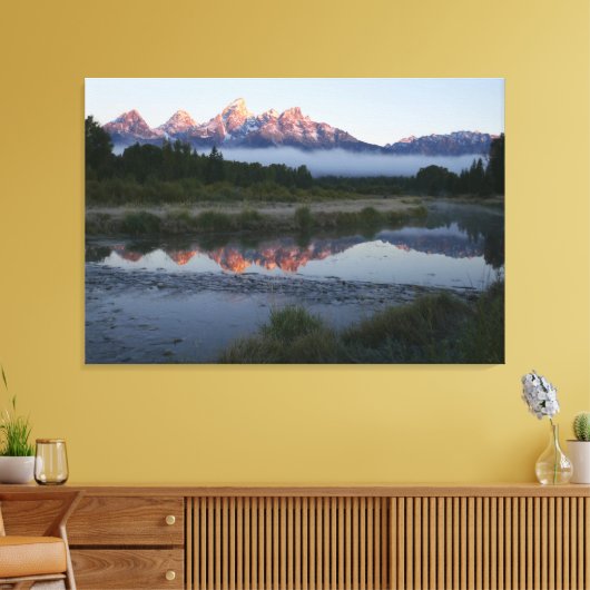 Zonneoptijd bij Schwabacker Landing bij Grand Teto Canvas Afdruk (Insitu (Woonkamer))