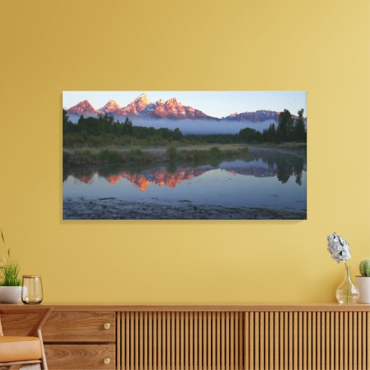 Zonneoptijd bij Schwabacker Landing bij Grand Teto Canvas Afdruk (Insitu (Woonkamer))