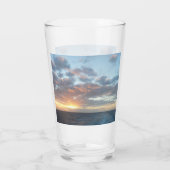 Zonneoptijd bij Zee I pasteien Glas (Achterkant)