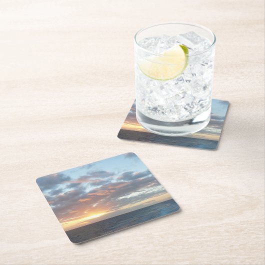 Zonneoptijd bij Zee I pasteien Kartonnen Onderzetters (Insitu)