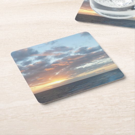 Zonneoptijd bij Zee I pasteien Kartonnen Onderzetters (Schuin)