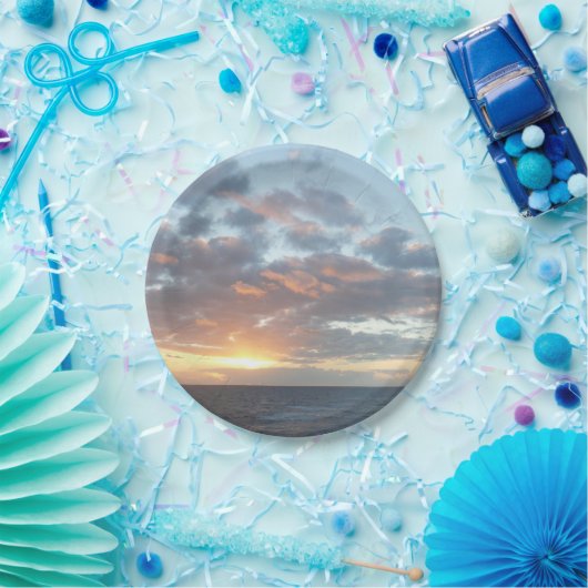 Zonneoptijd bij Zee I pasteien Papieren Bordje (Feest)