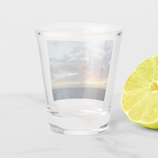 Zonneoptijd bij Zee I pasteien Shot Glas (Achterkant)