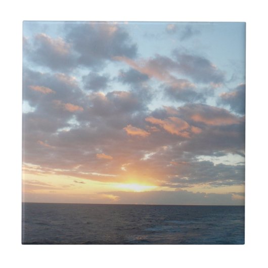 Zonneoptijd bij Zee I pasteien Tegeltje (Voorkant)