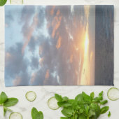 Zonneoptijd bij Zee I pasteien Theedoek (Gevouwen)