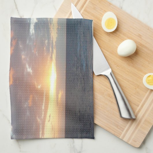 Zonneoptijd bij Zee I pasteien Theedoek (Quarter Fold)