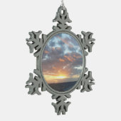 Zonneoptijd bij Zee I pasteien Tin Sneeuwvlok Ornament (Links)