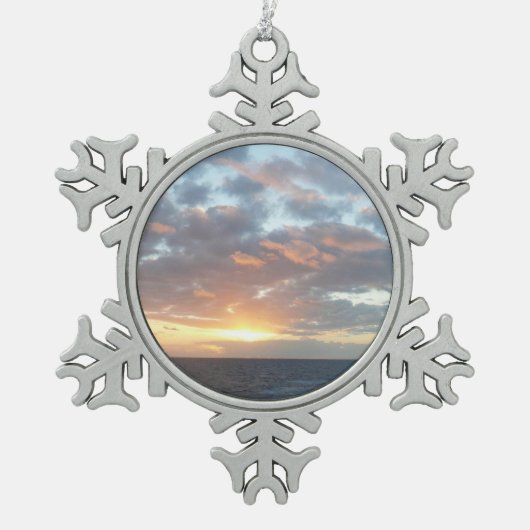 Zonneoptijd bij Zee I pasteien Tin Sneeuwvlok Ornament (Voorkant)