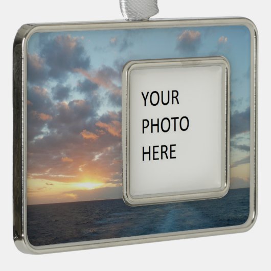 Zonneoptijd bij Zee I pasteien Verzilverd Omlijst Ornament (Rechts)