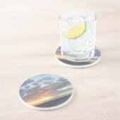 Zonneoptijd bij Zee I pasteien Zandsteen Onderzetter (Zijkant)