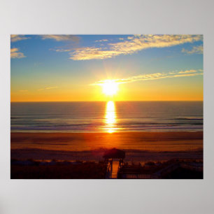 Zonneoptijd in Wright tsville Beach Poster