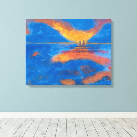 Zonneoptijd in Zee | Emil Nolde | Canvas Afdruk (Insitu (Houten vloer))