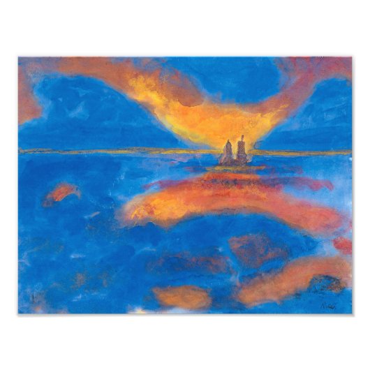Zonneoptijd in Zee | Emil Nolde | Foto Afdruk (Voorkant)