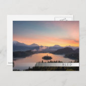 Zonneopulatie boven het briefkaart van de Bled (Voorkant / Achterkant)