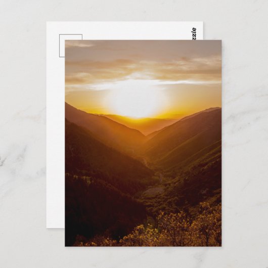 Zonneover berglandschap briefkaart (Voorkant / Achterkant)