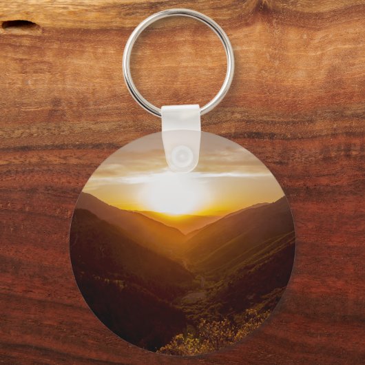 Zonneover berglandschap sleutelhanger (Achterkant)