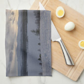 Zonneover bevroren meer theedoek (Quarter Fold)