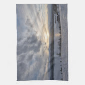 Zonneover bevroren meer theedoek (Verticaal)
