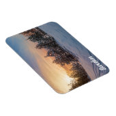 Zonneover bevroren sneeuwbos nabij magneet (Rechterzijde)