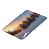 Zonneover bevroren sneeuwbos nabij magneet (Linkerzijde)