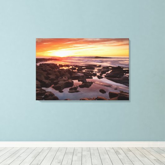 Zonneover-brede pools canvas afdruk (Insitu (Houten vloer))