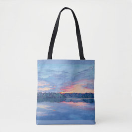 Zonneover de Canvas tas van het meer