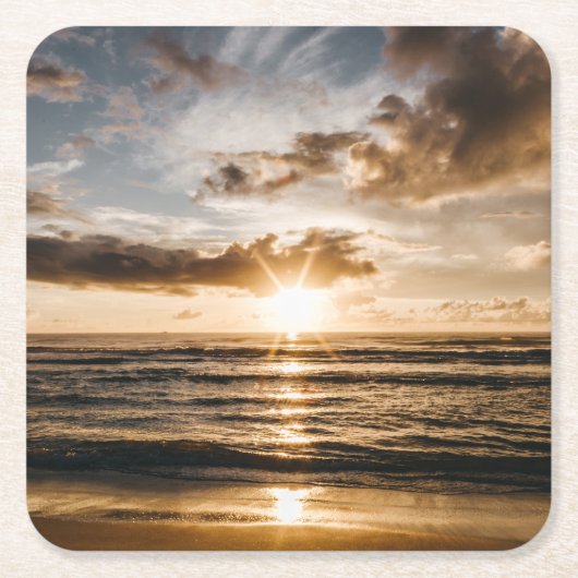 Zonneover het Zee Kartonnen Onderzetters (Voorkant)