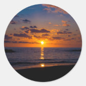 Zonneover het Zee Ronde Sticker (Voorkant)