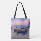 Zonneover in de haven met vissersboten tote bag (Achterkant)