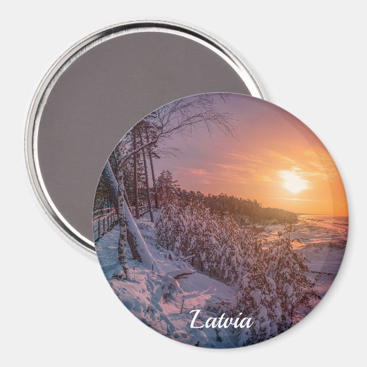 Zonneover op de kust van het zee van sneeuw magneet (Voorkant / Achterkant)