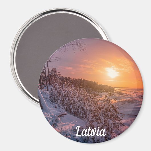 Zonneover op de kust van het zee van sneeuw magneet (Voorkant / Achterkant)