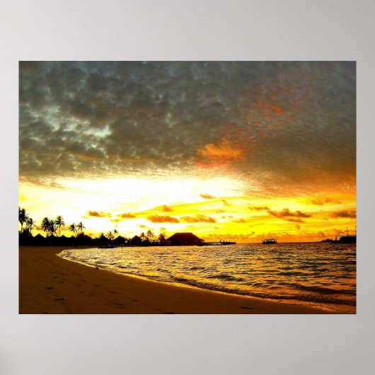 Zonneover op de Malediven Poster (Voorkant)