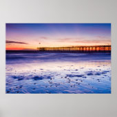 Zonneover Ventura Pier en strand Poster (Voorkant)