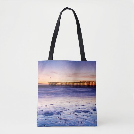 Zonneover Ventura Pier en strand Tote Bag (Voorkant)