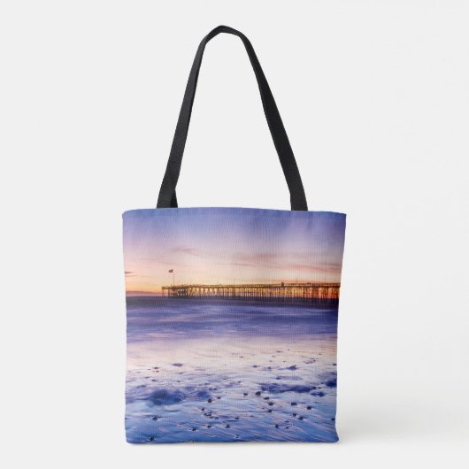 Zonneover Ventura Pier en strand Tote Bag (Achterkant)