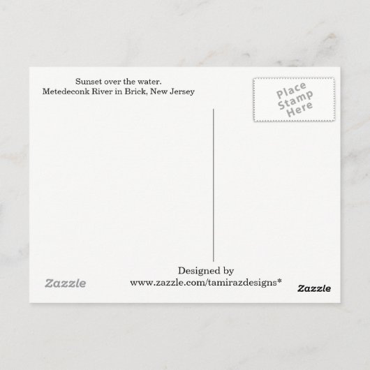 Zonneover water briefkaart (Achterkant)