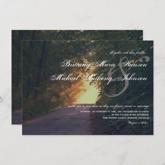 Zonnepad van Bomen Landbruiloft Uitnodigingen (Voorkant / Achterkant)