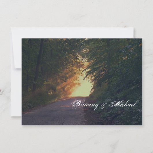 Zonnepad van Bomen Landbruiloft Uitnodigingen (Achterkant)