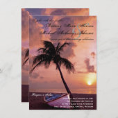 Zonnepalm Beach & Boat Wedding Invitations Kaart (Voorkant / Achterkant)