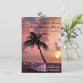 Zonnepalm Beach & Boat Wedding Invitations Kaart (Staand voorkant)