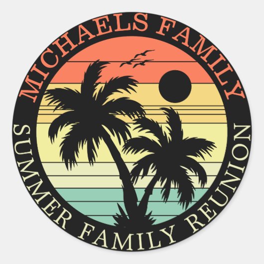Zonnepalm boomklauw zomervakantie ronde sticker (Voorkant)