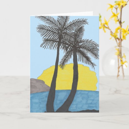 Zonnepalm Wenskaart Kaart (Gele Bloem)