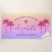 Zonnepalmbomen Aangepaste Paarse meisjes Vacatie Strandlaken (Voorkant)