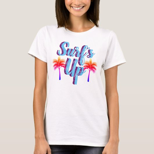Zonnepalmbomen in de surf t-shirt (Voorkant)