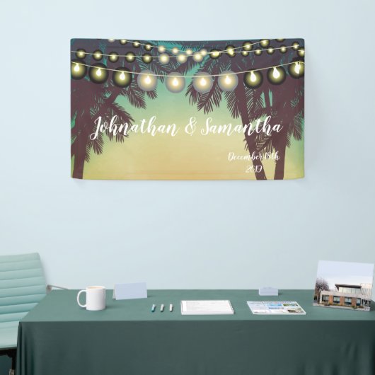 Zonnepalmbomen met een speciale banner van 3' x5' (Beurs)