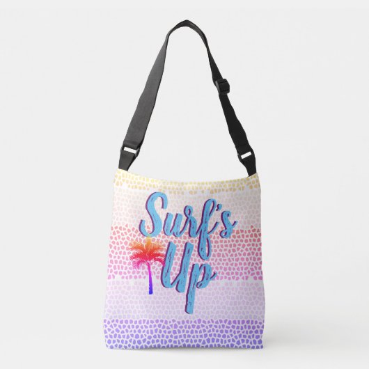 Zonnepalmboom in de surf crossbody tas (Voorkant)